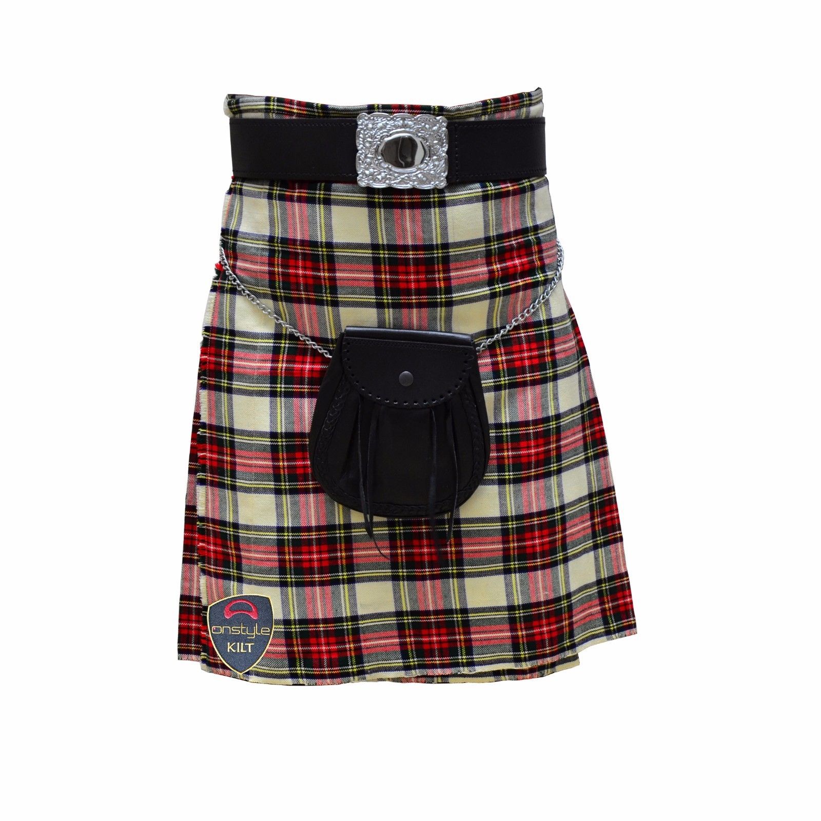 white tartan kilt